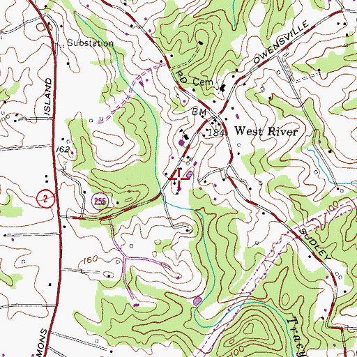 Topographic Map of Owensville Church (historical), MD