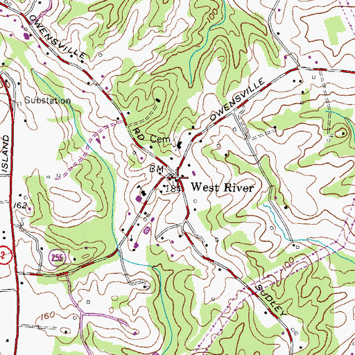 Topographic Map of Owensville Church, MD