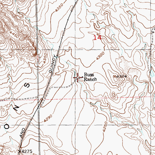 Topographic Map of Buss Ranch, CO
