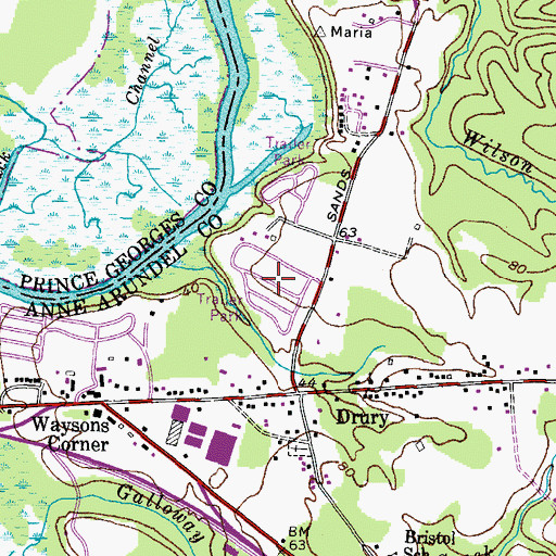 Topographic Map of Patuxent Mobile Estates, MD