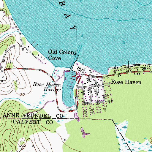 Topographic Map of Rose Haven Yacht Club, MD