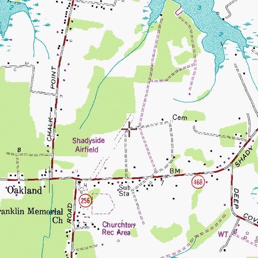 Topographic Map of Shadyside Airfield (historical), MD