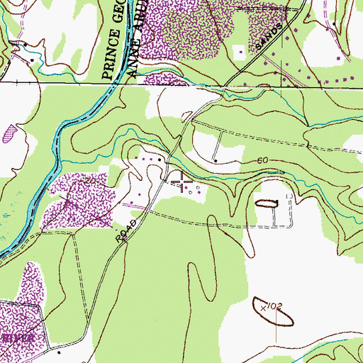 Topographic Map of The Sands, MD