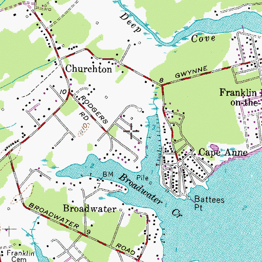 Topographic Map of Tiffany Woods, MD