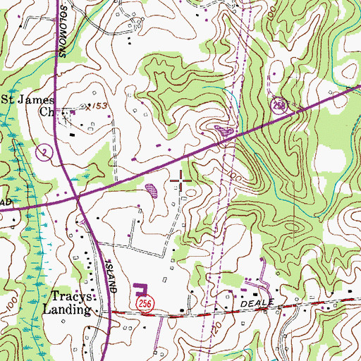 Topographic Map of Tracys Landing School (historical), MD