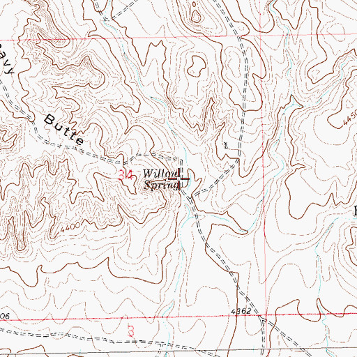 Topographic Map of Willow Spring, CO
