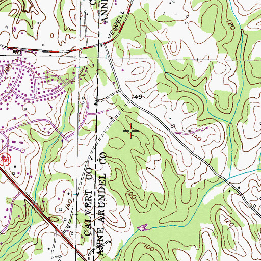 Topographic Map of Wooded Valley Estates, MD