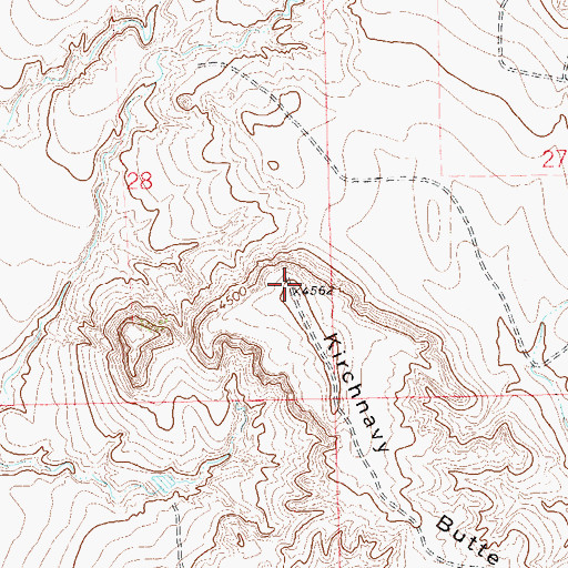 Topographic Map of Kirchnavy Butte, CO