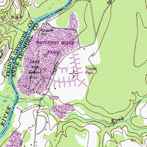 Topographic Map of Maryland Mobile Estates, MD