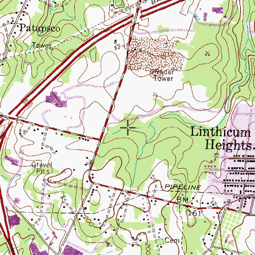 Topographic Map of Airport Square Technology Park, MD