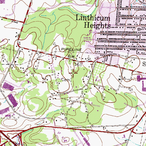 Topographic Map of Andover Gardens, MD