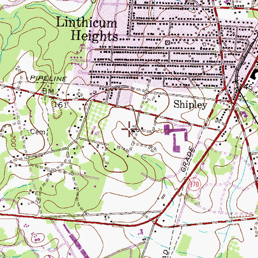 Topographic Map of Andover Park, MD