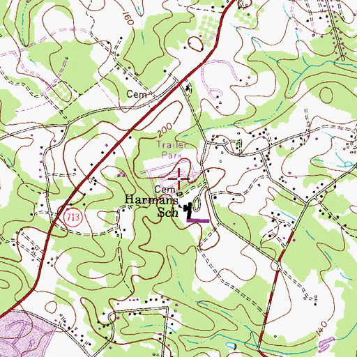Topographic Map of Chesapeake Mobile Court, MD