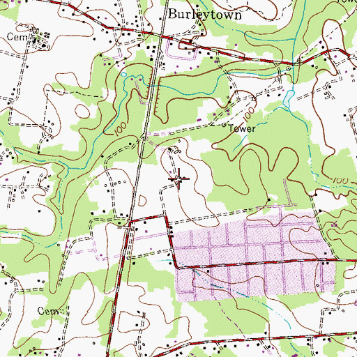 Topographic Map of Elmhurst Estates, MD