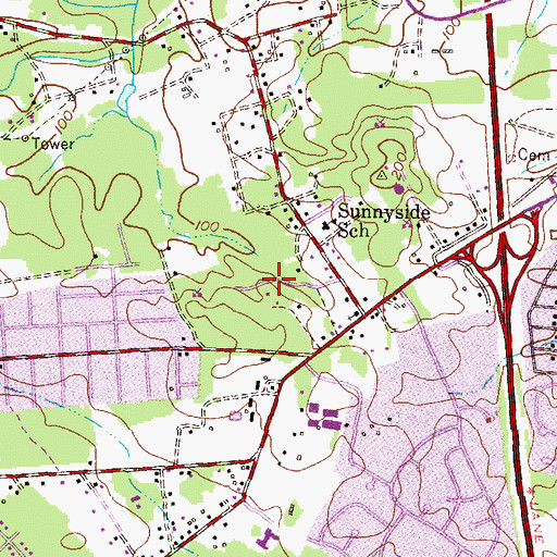 Topographic Map of Elmhurst Ridge, MD