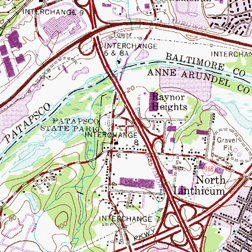 Topographic Map of Hammonds North Industrial Park, MD