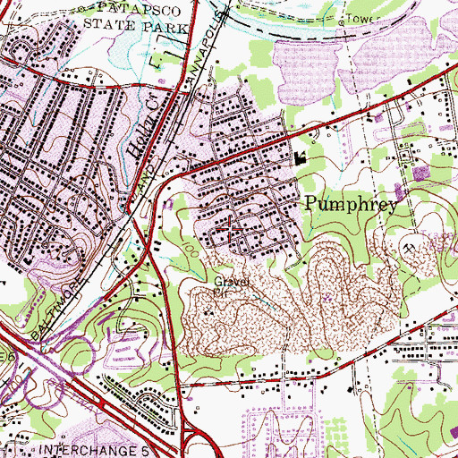 Topographic Map of Patapsco Park, MD