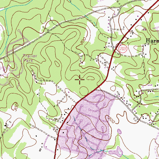 Topographic Map of Ridgewood Estates, MD