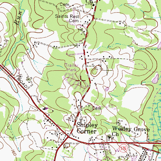 Topographic Map of Ridgewood Mobile Home Park, MD