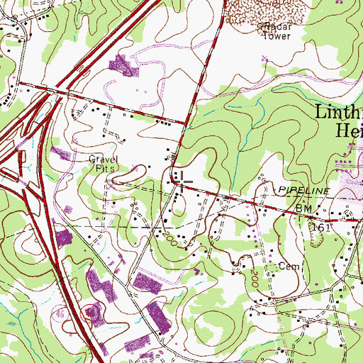 Topographic Map of Saint Johns Mission (historical), MD