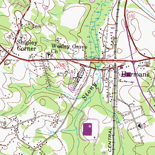 Topographic Map of Sandalwood, MD