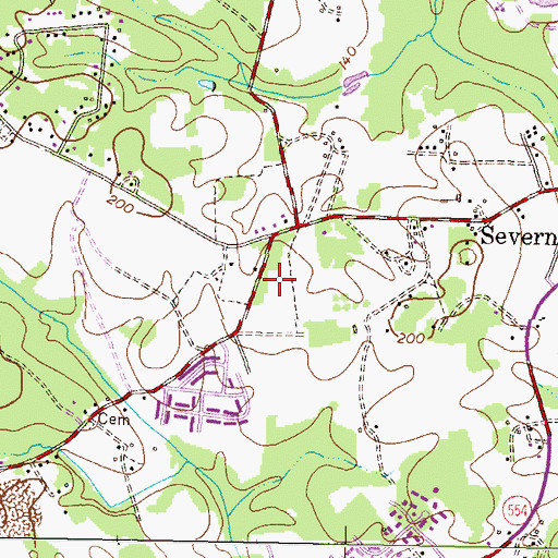 Topographic Map of Severn Mills, MD