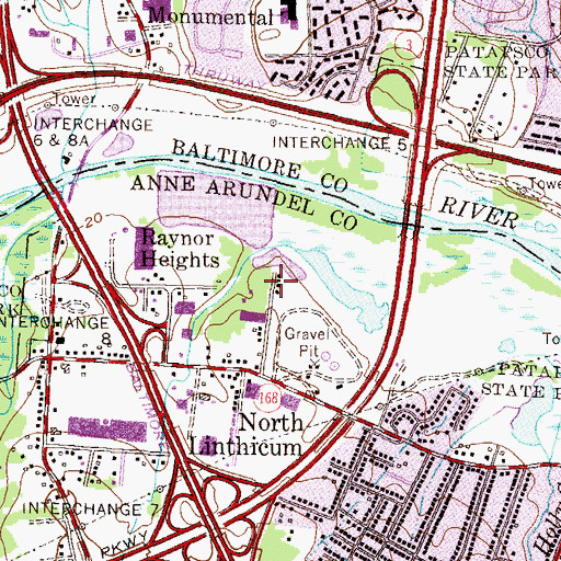 Topographic Map of Sweetser Heights, MD