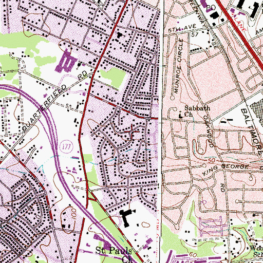 Topographic Map of Aquahart Manor, MD