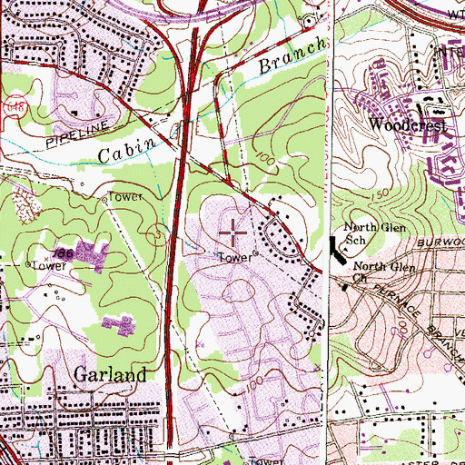 Topographic Map of Bentwillow Heights, MD