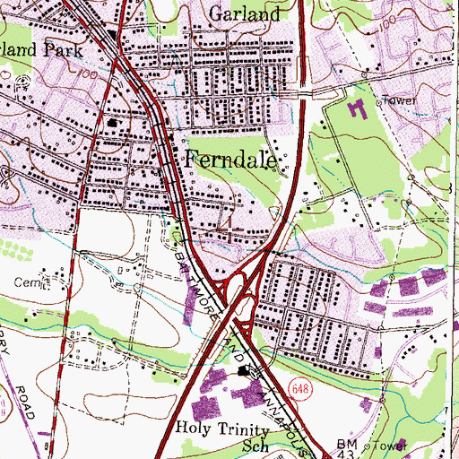 Topographic Map of Ferdinand Heights, MD
