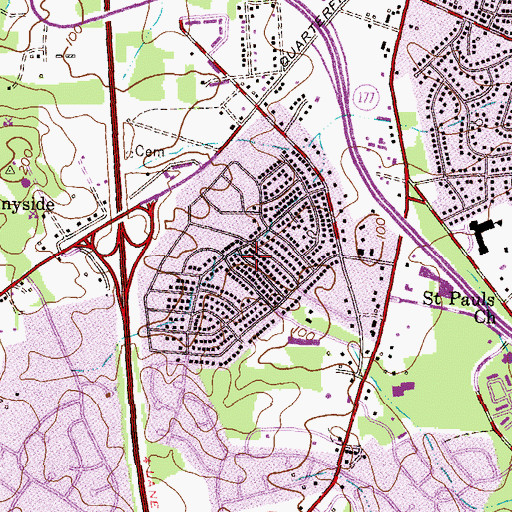 Topographic Map of Glen Burnie Park, MD