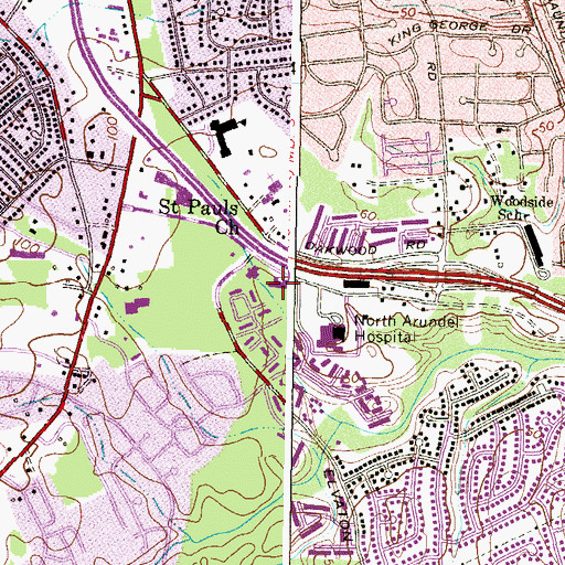 Topographic Map of North Arundel Convalescent Home, MD