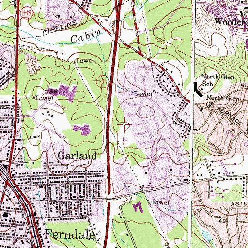 Topographic Map of Pleasantville Park, MD