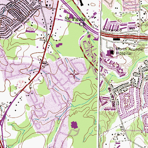 Topographic Map of Woods Edge, MD