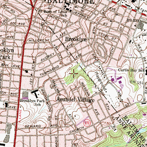 Topographic Map of Arundel Village Park, MD