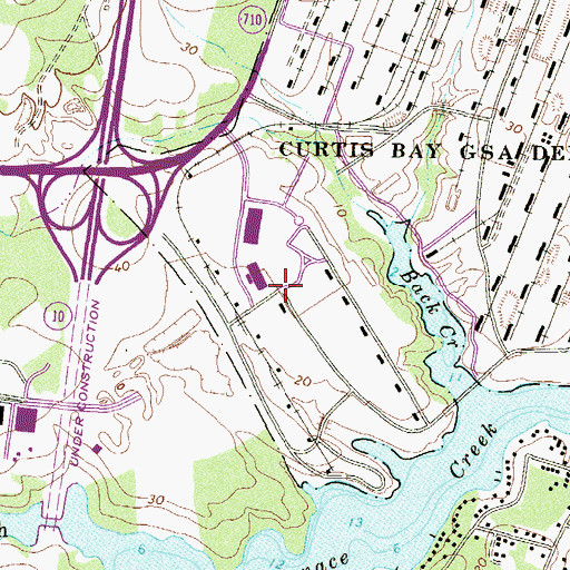 Topographic Map of Baymeadow Industrial Park, MD