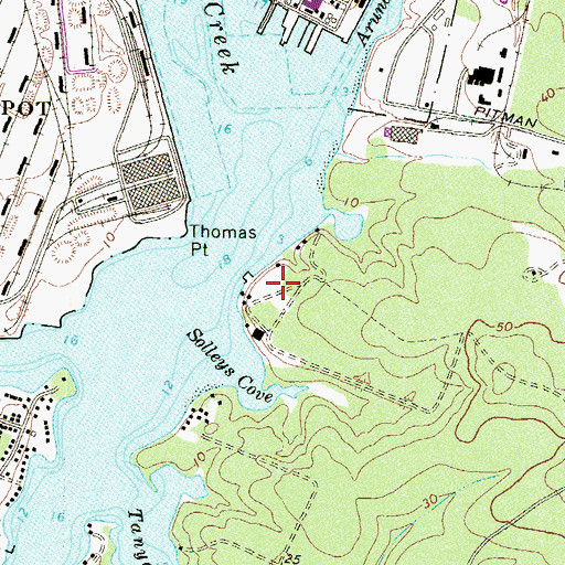 Topographic Map of Bohemia Beach, MD