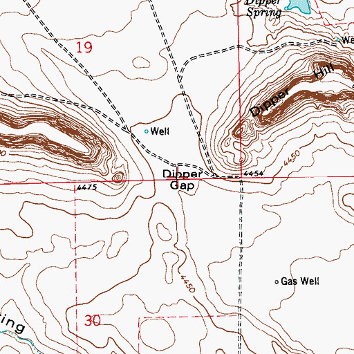 Topographic Map of Dipper Gap, CO