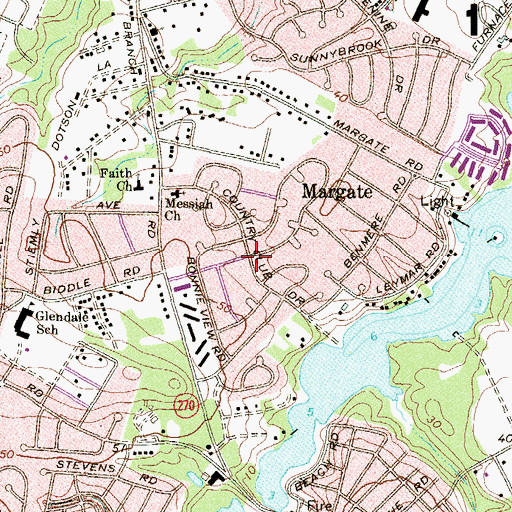 Topographic Map of Country Club Estates, MD