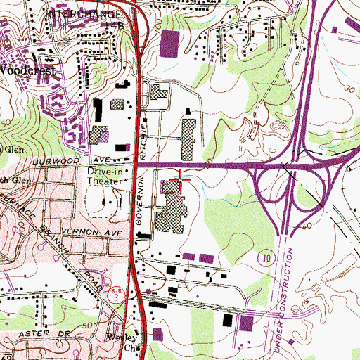 Topographic Map of Expressway Shopping Center, MD