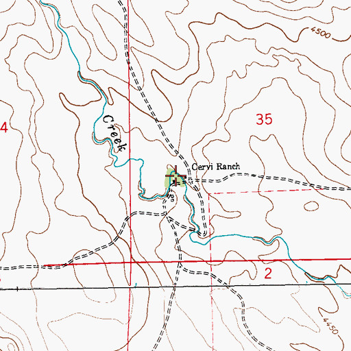 Topographic Map of Cervi Ranch, CO