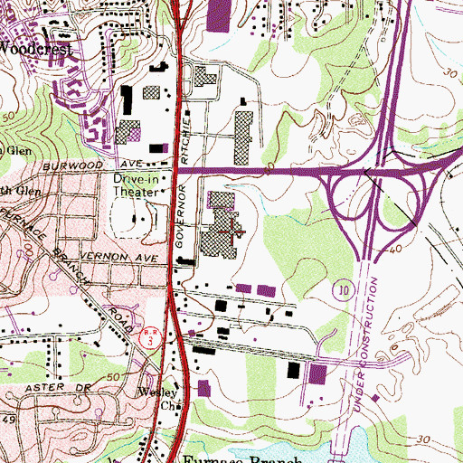 Topographic Map of Glen Burnie Mall Shopping Center, MD