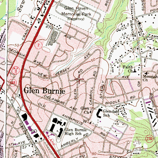 Topographic Map of Glen Gardens, MD