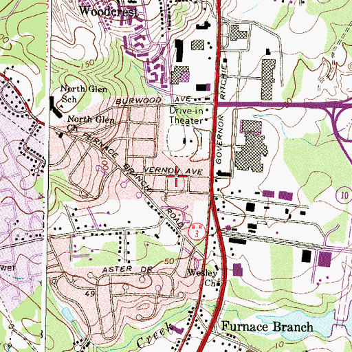 Topographic Map of Glen Ridge, MD