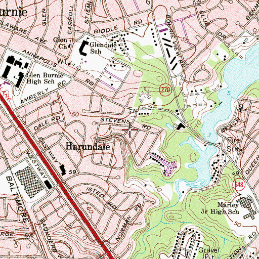 Topographic Map of Glendale Terrace, MD