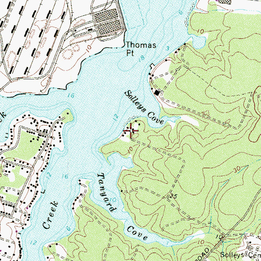 Topographic Map of Greenlawn Beach, MD