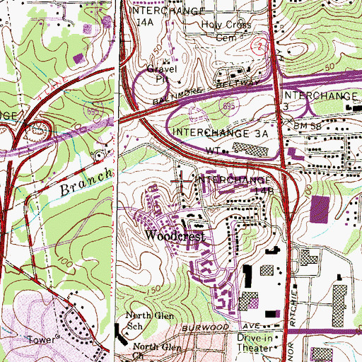 Topographic Map of Harris Heights, MD