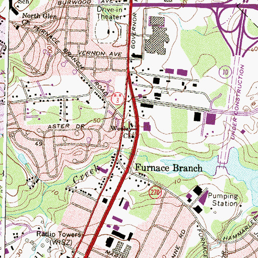 Topographic Map of John Wesley United Methodist Church Cemetery, MD