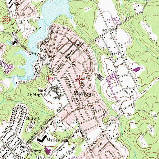 Topographic Map of Marley Heights, MD