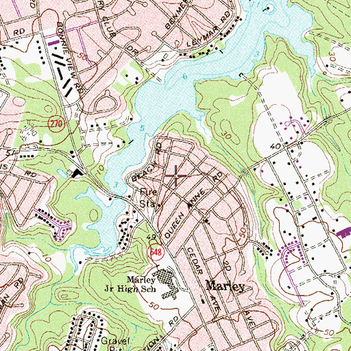 Topographic Map of Marley Park Beach, MD